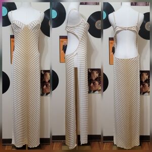 Sharron Leslie | Backless Striped Swim Dress